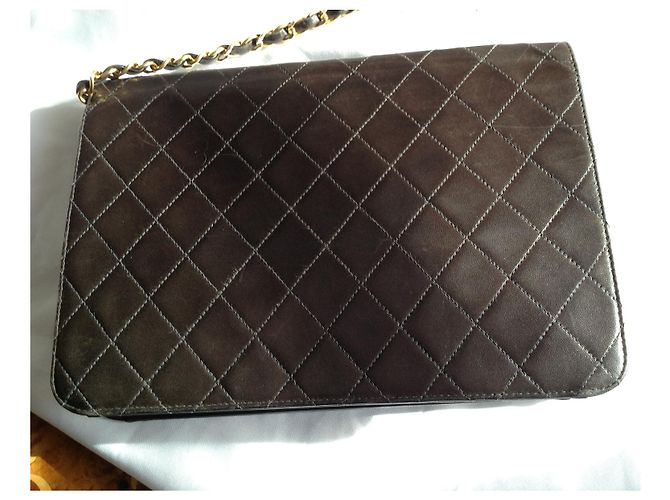 Borsa a spalla Chanel Timeless in pelle di agnello marrone scuro - vista 2