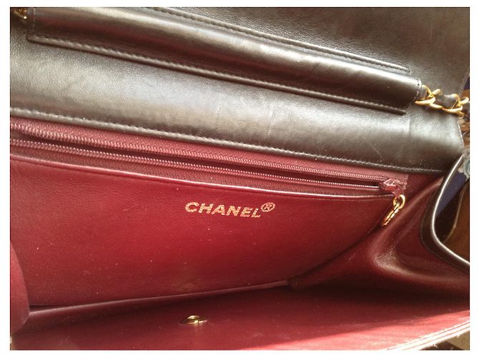Borsa a spalla Chanel Timeless in pelle di agnello marrone scuro - vista 8