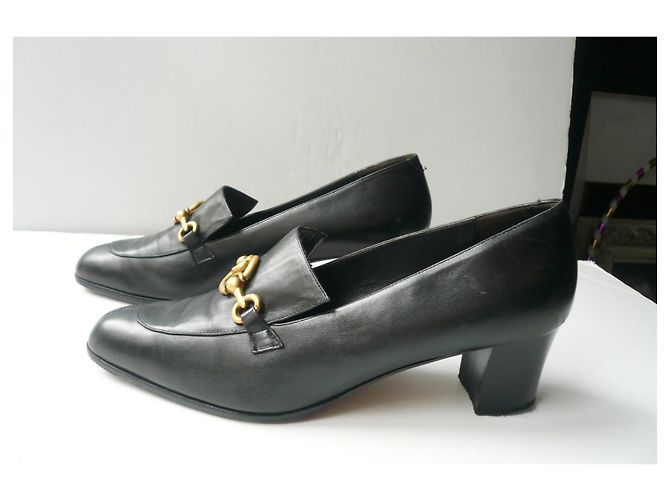 BALLY Mocassini in pelle nera stile Gucci tacco superbo T40,5 IT Nero - vista 2
