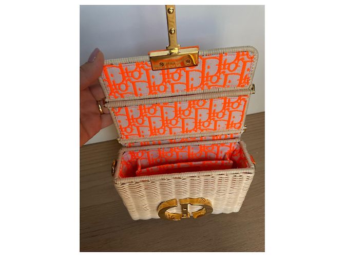 Borsa Christian Dior Dior Wicker 30 Montaigne Arancione Pelle - vista 5