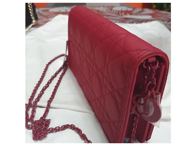 Borsa a mano Christian Dior Lady Dior in pelle rossa Rosso - vista 2