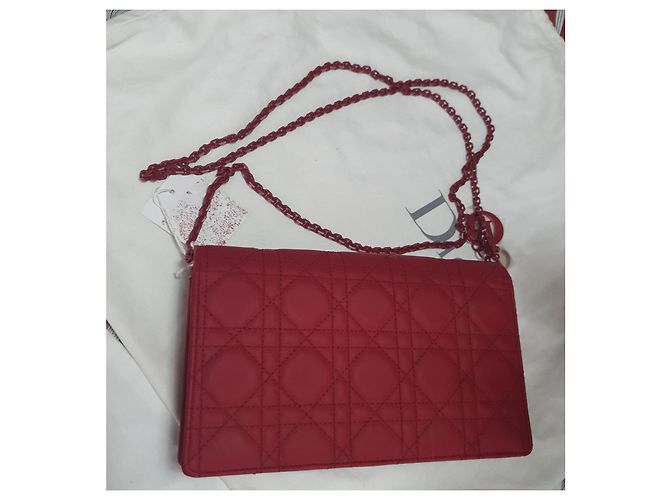 Borsa a mano Christian Dior Lady Dior in pelle rossa Rosso - vista 3