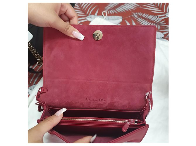 Borsa a mano Christian Dior Lady Dior in pelle rossa Rosso - vista 6