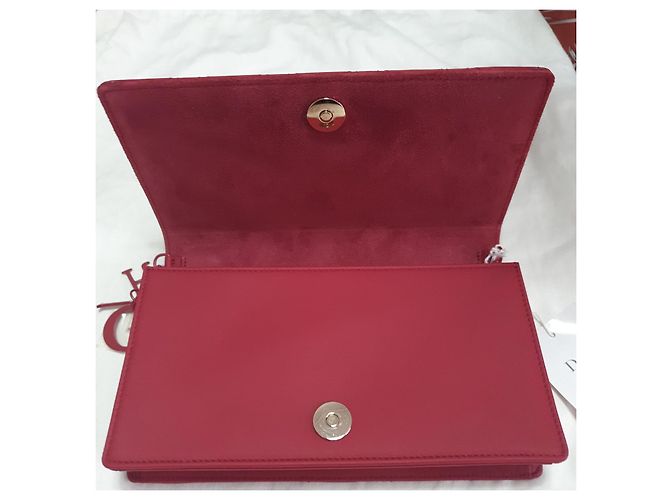 Borsa a mano Christian Dior Lady Dior in pelle rossa Rosso - vista 7