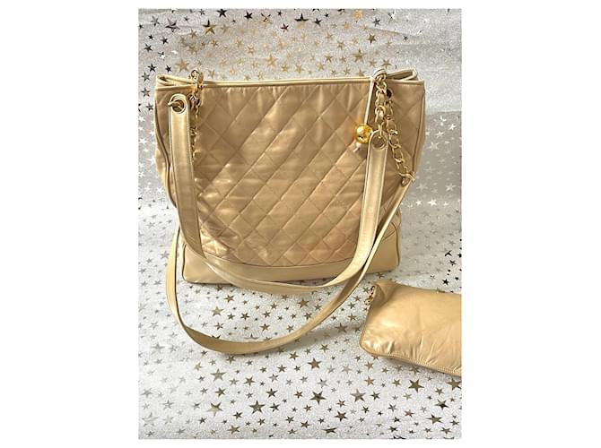 Borsa Chanel in pelle beige - vista 2