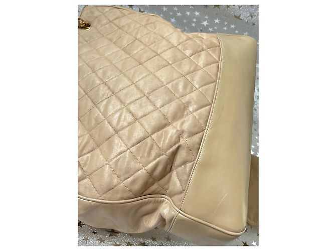 Borsa Chanel in pelle beige - vista 4