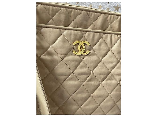 Borsa Chanel in pelle beige - vista 5