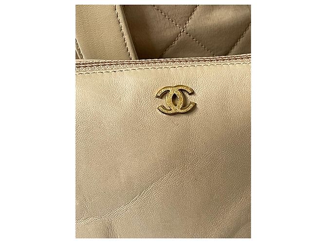 Borsa Chanel in pelle beige - vista 6