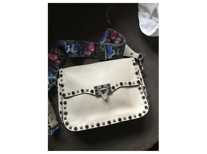 Valentino Garavani Borsa Valentino Guitar Rockstud Bianco sporco - vista 3