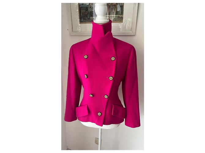 Chanel Jacket Pink Wool Size 40 - view 2