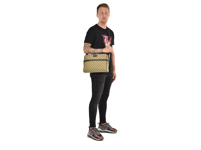 Gucci Borsello Camera Case Beige Uomo Tessuto GG Mod. 449173 KY9KN 9886 - vista 7
