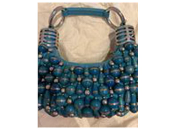 Chloé Borsa a tracolla con perline Chloe in seta blu - vista 12