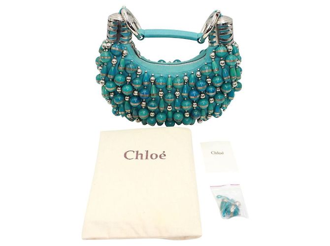 Chloé Borsa a tracolla con perline Chloe in seta blu - vista 2