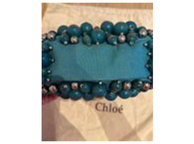 Chloé Borsa a tracolla con perline Chloe in seta blu - vista 9