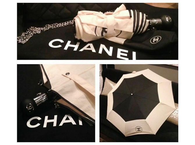 Ombrello con logo Chanel Nero Beige - vista 4