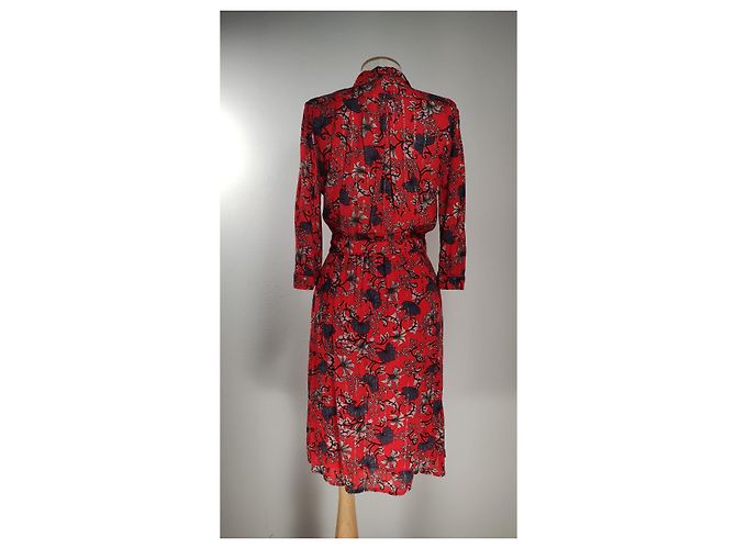 Ba&Sh Rotes Blumenkleid aus Viscose Mehrfarben - Ansicht 3