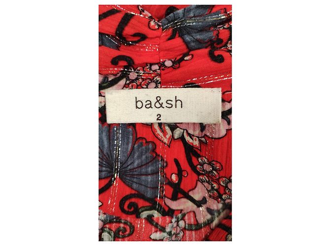 Ba&Sh Rotes Blumenkleid aus Viscose Mehrfarben - Ansicht 4