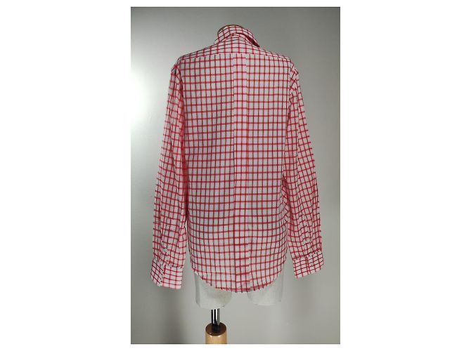 Autre Marque Band of Outsiders Blusenshirt Karo Baumwolle Weiß Rot - Ansicht 3