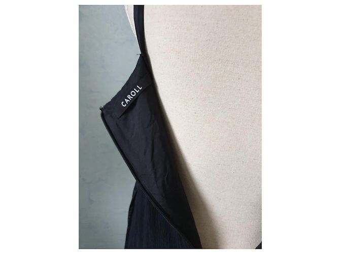 Abito a trapezio in seta nera CAROLL Nero - vista 5