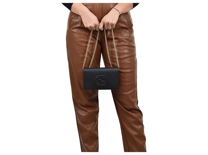 Gucci Borsa Soho a Mano Nera Donna Pelle Cellarius Mod. 598211 A7M0G 1000 Nero - vista 10