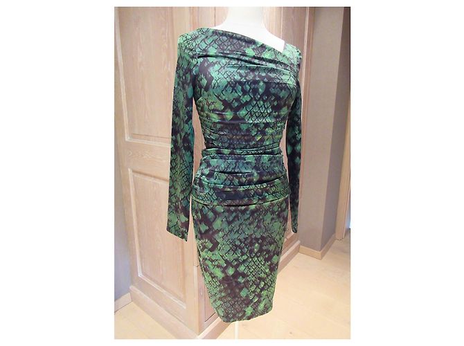 Luc Duchène Vestido de seda verde de Luc Duchene Negro - vista 3