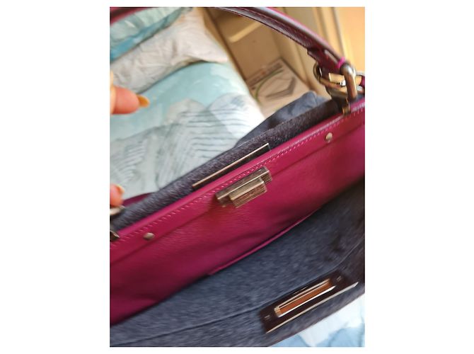 Borsa a mano Fendi Peekaboo in lana e pelle Grigio Scuro Grigio antracite - vista 3