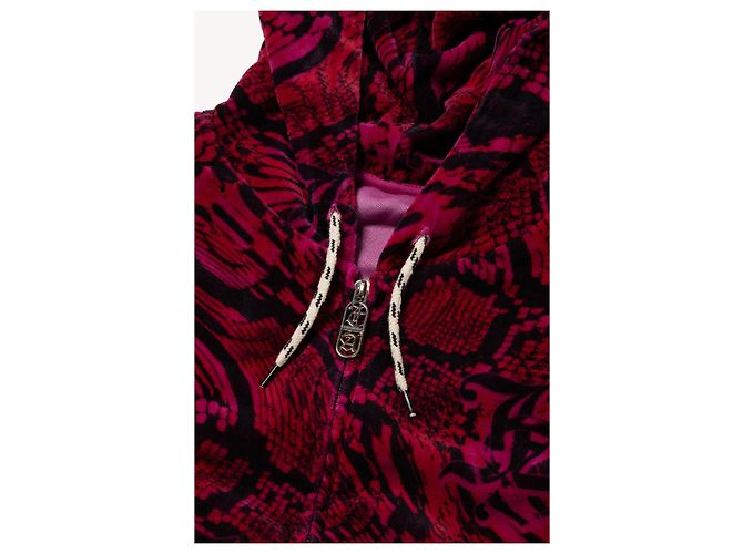 Juicy Couture Psysnake Luxe Velours Kapuzenpullover Dunkelviolett - Ansicht 3