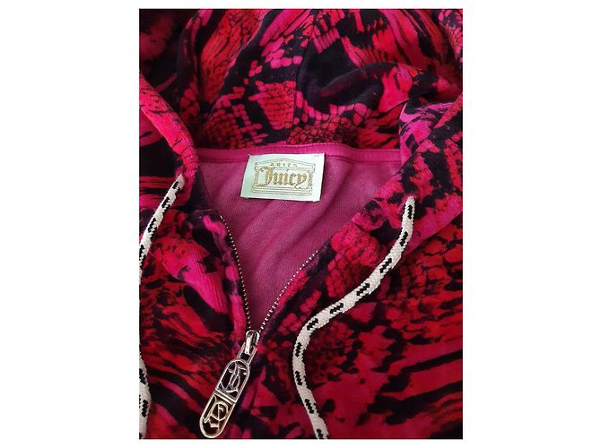 Juicy Couture Psysnake Luxe Velours Kapuzenpullover Dunkelviolett - Ansicht 7
