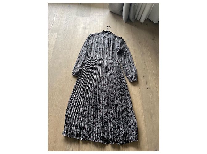 Bash Faltenrockkleid Schwarz Weiß Rot Silber Metallic Mehrfarben - Ansicht 11
