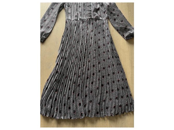 Bash Faltenrockkleid Schwarz Weiß Rot Silber Metallic Mehrfarben - Ansicht 12