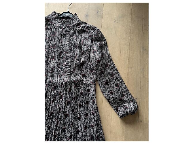 Bash Faltenrockkleid Schwarz Weiß Rot Silber Metallic Mehrfarben - Ansicht 8