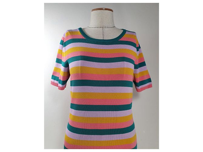 Vestido de rayas M Missoni algodón viscosa blanco azul naranja Multicolor - vista 2