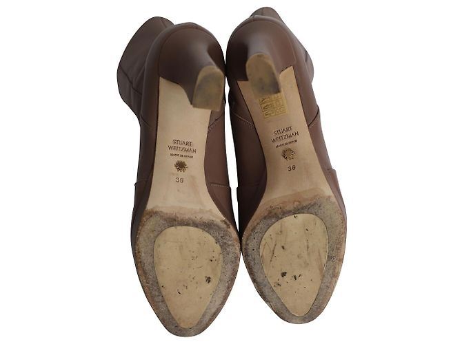 Stuart Weitzman Rosalinda 90 Botines con Plataforma en Piel Marrón Castaño - vista 5
