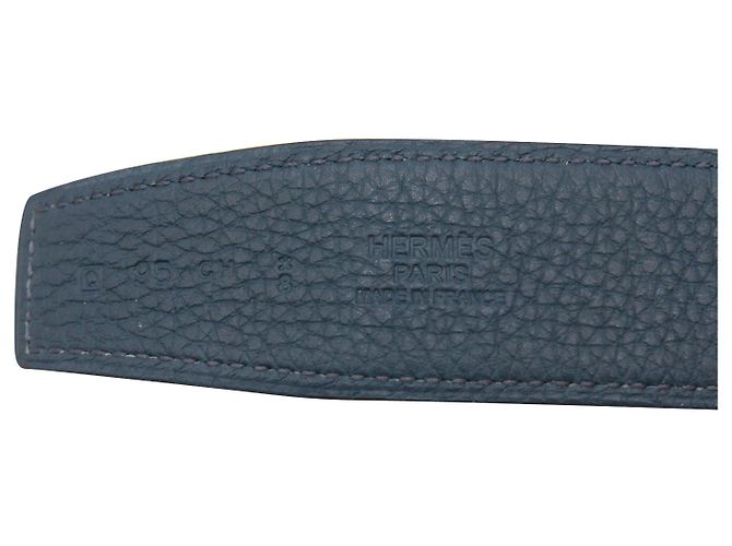 Hermès Cintura reversibile Hermes in pelle blu e nera - vista 4