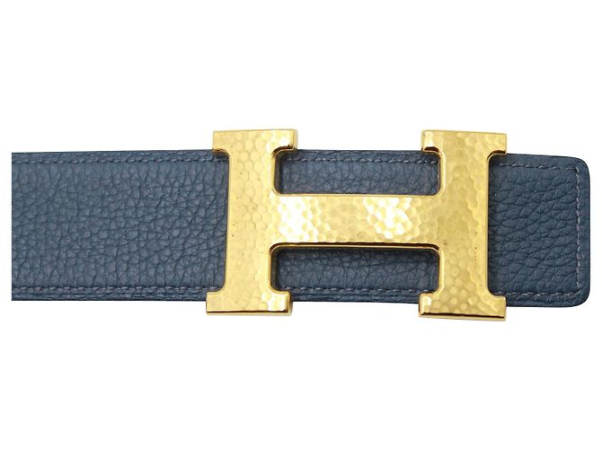 Hermès Cintura reversibile Hermes in pelle blu e nera - vista 5