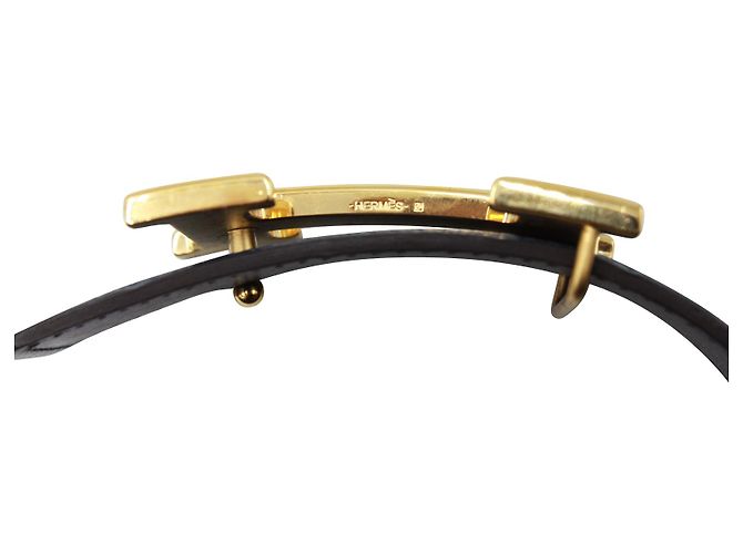 Hermès Cintura reversibile Hermes in pelle blu e nera - vista 6