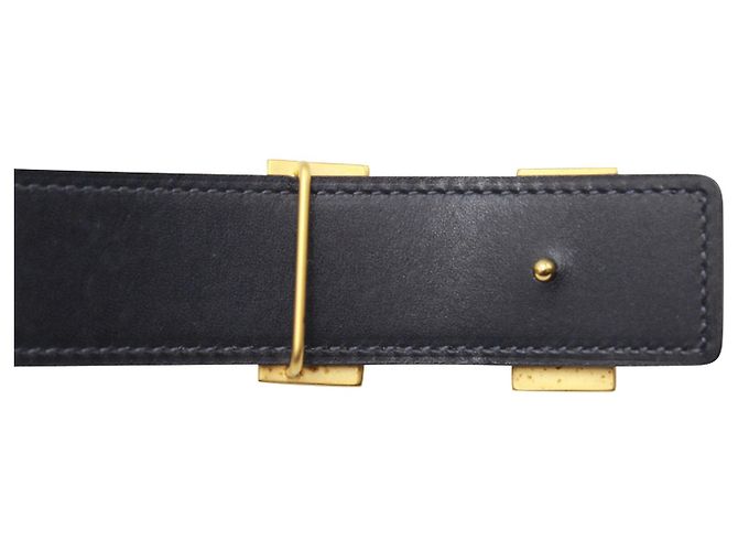 Hermès Cintura reversibile Hermes in pelle blu e nera - vista 7