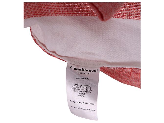 Gestreiftes Casablanca Button-Down-Hemd aus rot bedrucktem Leinen - Ansicht 5