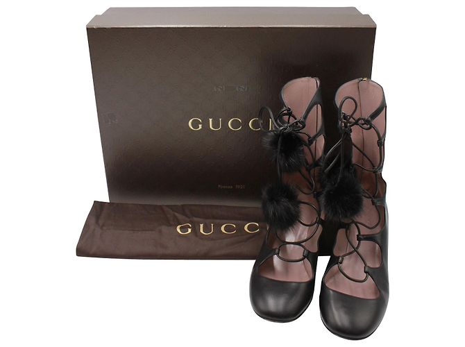 Gucci Heloise Gladiator-Schnürstiefel aus schwarzem Leder - Ansicht 2