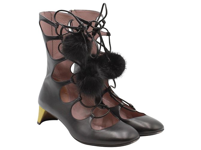 Gucci Heloise Gladiator-Schnürstiefel aus schwarzem Leder - Ansicht 5