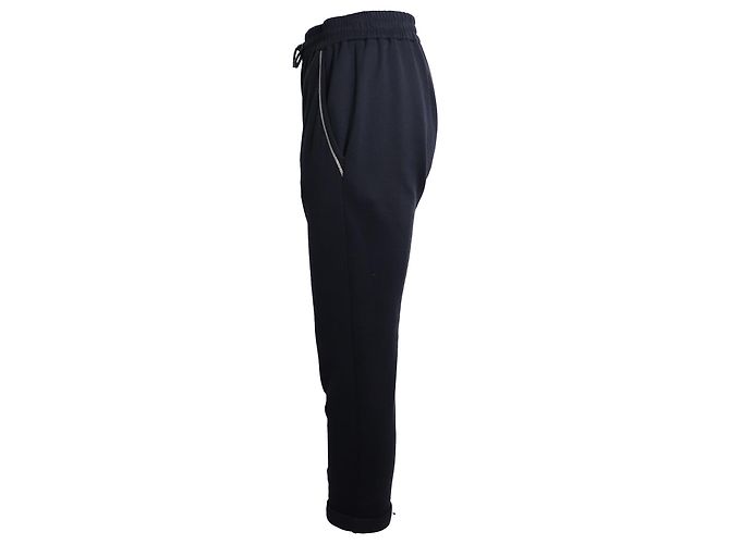 Brunello Cucinelli Tapered Jogginghose mit Kordelzug aus marineblauer Baumwolle - Ansicht 2