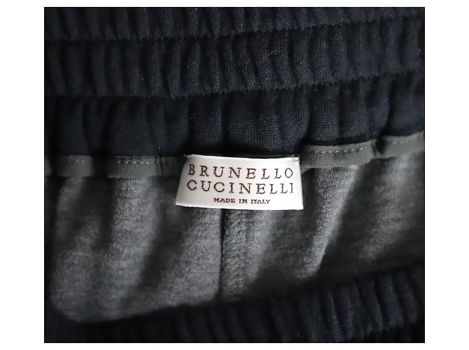 Brunello Cucinelli Tapered Jogginghose mit Kordelzug aus marineblauer Baumwolle - Ansicht 4