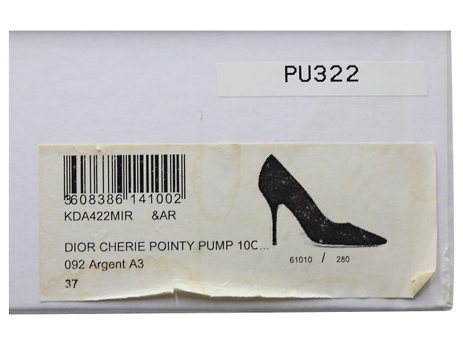 Dior Cherie Pointed-Toe Pumps in Silver Leather - view 10