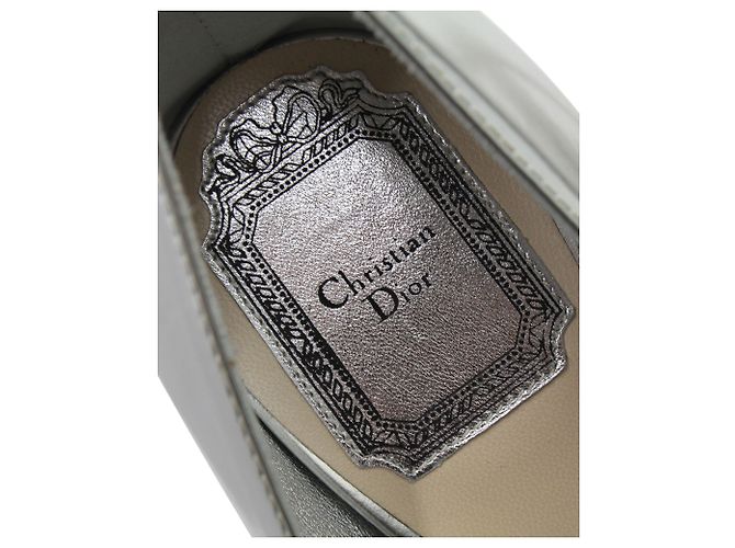 Dior Cherie Pointed-Toe Pumps in Silver Leather - view 8