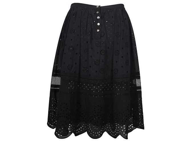 Marc by Marc Jacobs Midirock aus perforierter Spitze aus schwarzer Baumwolle - Ansicht 3