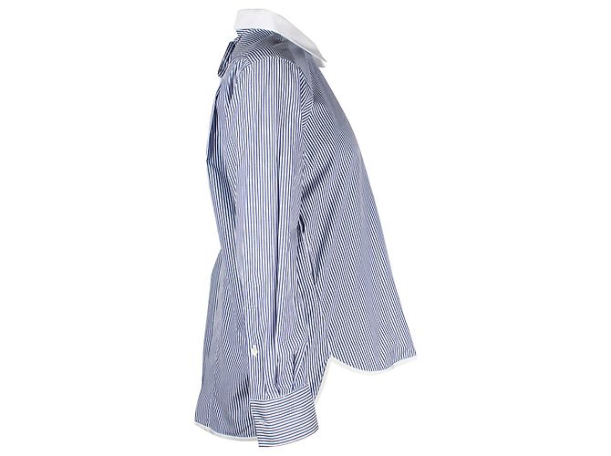 Camisa Sacai de Rayas con Espalda Cruzada en Algodón Azul - vista 2