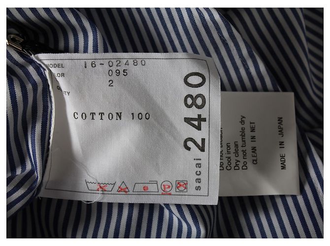 Camisa Sacai de Rayas con Espalda Cruzada en Algodón Azul - vista 4