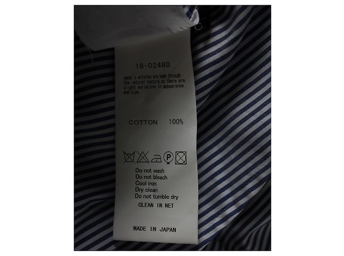 Camisa Sacai de Rayas con Espalda Cruzada en Algodón Azul - vista 5