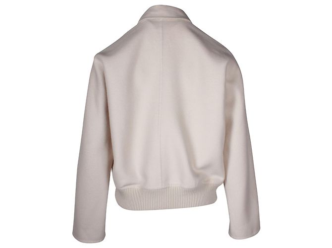 Hermès Hermes foderato Bomber Sided in crema di cashmere Bianco Crudo - vista 3