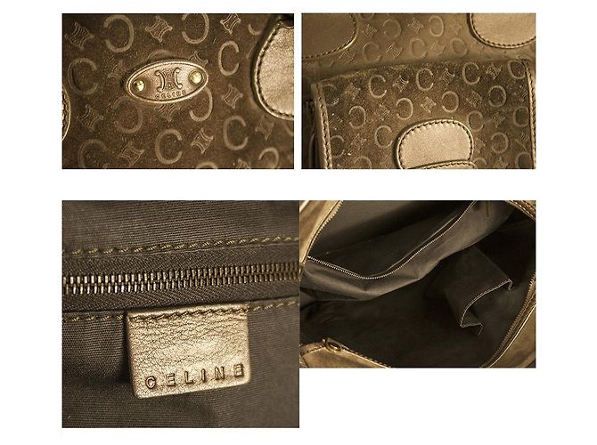 Autre Marque Borsa Celine Monogram in pelle scamosciata marrone con manici superiori - vista 5